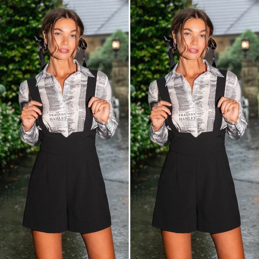 Blackmilk Oh High There Suspender Romper Black 10 — image 4 of 8